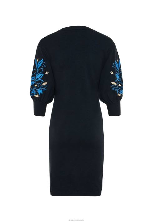 γυναίκες Mexx πλεκτό φόρεμα κεντητό μανίκι ναυτικό μπλε BR0F101