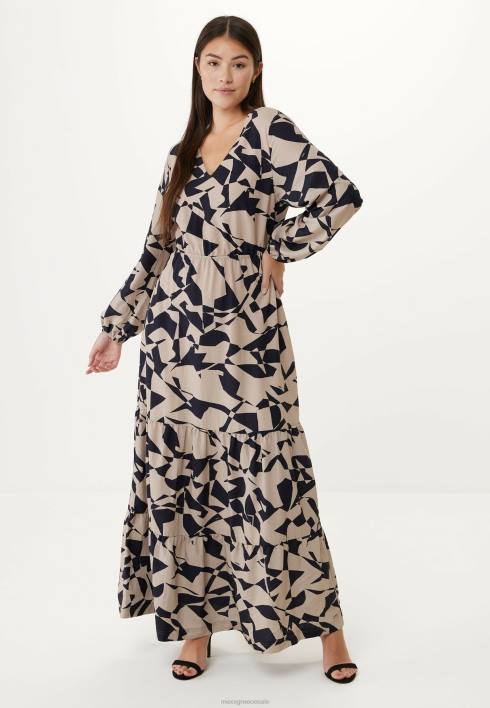 γυναίκες Mexx μακρυμάνικο φόρεμα με λαιμόκοψη μπεζ BR0F65