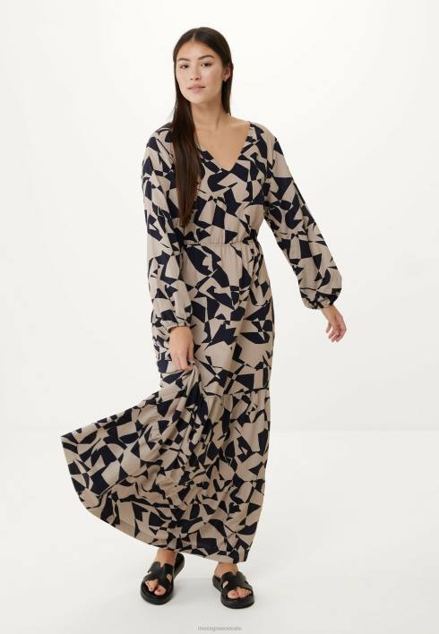 γυναίκες Mexx μακρυμάνικο φόρεμα με λαιμόκοψη μπεζ BR0F65