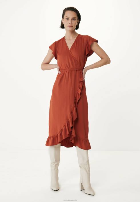 γυναίκες Mexx τυλίξτε φόρεμα τούβλο πορτοκάλι BR0F71