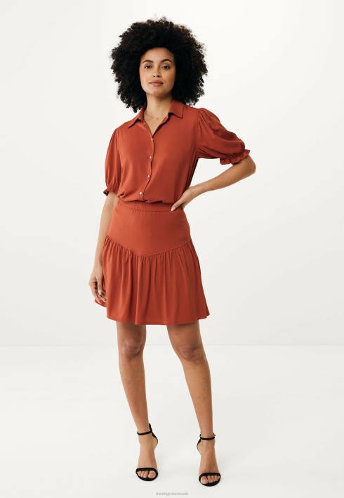 γυναίκες Mexx κοντή φούστα πιέτες τούβλο πορτοκάλι BR0F79