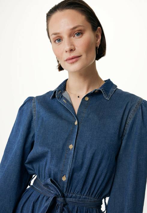 γυναίκες Mexx τζιν φόρεμα με φουσκωτό μπλουζάκι μπλε BR0F93