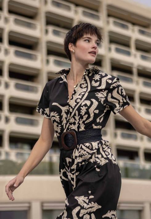 γυναίκες Mexx φαρδύ φόρεμα με στάμπα μαύρο schwarz BR0F11