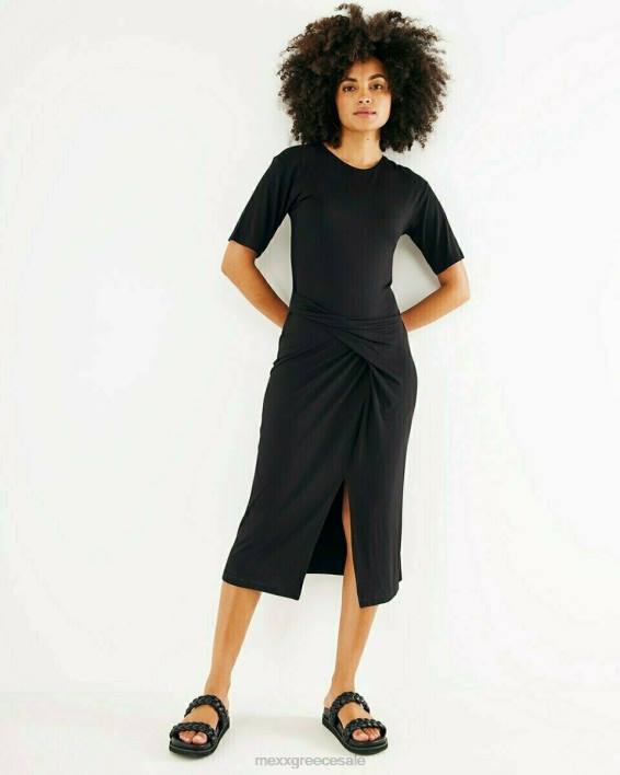 γυναίκες Mexx μίντι φόρεμα μαύρο schwarz BR0F149