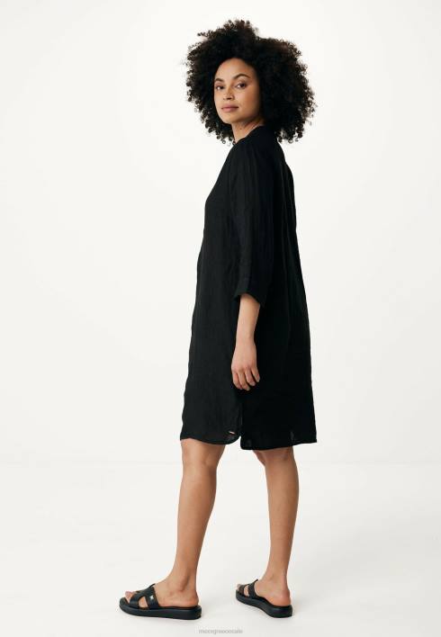 γυναίκες Mexx λινό φόρεμα μαύρο schwarz BR0F39