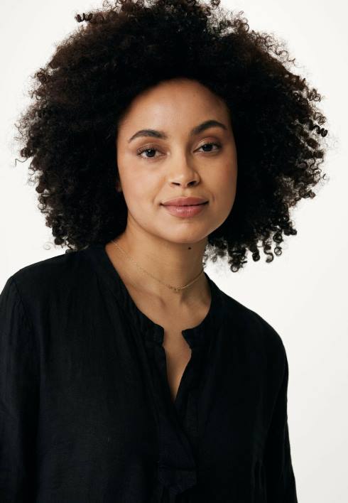 γυναίκες Mexx λινό φόρεμα μαύρο schwarz BR0F39