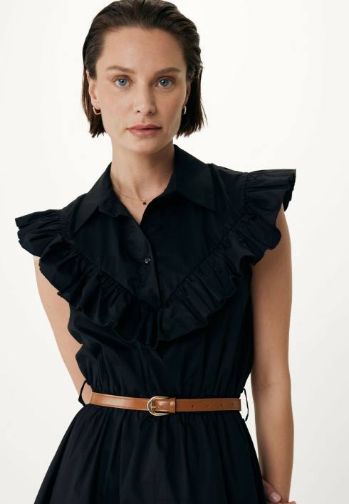 γυναίκες Mexx βολάν φόρεμα μαύρο schwarz BR0F59