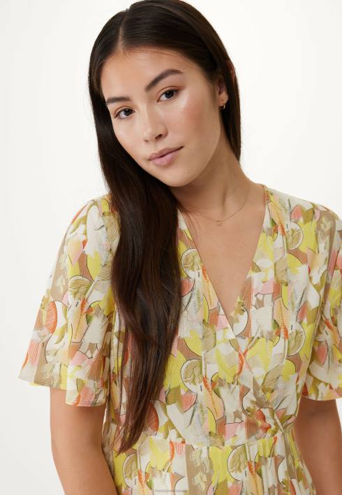 γυναίκες Mexx wrap φόρεμα κοντομάνικο λάιμ κίτρινος BR0F83