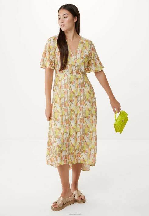 γυναίκες Mexx wrap φόρεμα κοντομάνικο λάιμ κίτρινος BR0F83
