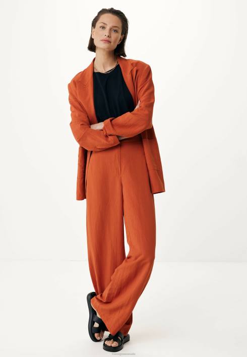 γυναίκες Mexx λινό τούβλο μπλέιζερ με μονό στήθος πορτοκάλι BR0F87