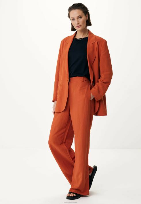 γυναίκες Mexx λινό τούβλο μπλέιζερ με μονό στήθος πορτοκάλι BR0F87