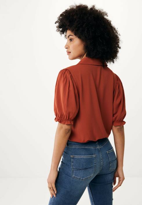 γυναίκες Mexx Τούβλο μπλούζα με 1/2 φουσκωτό μανίκι πορτοκάλι BR0F78