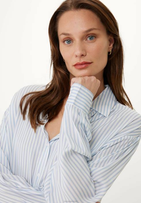 γυναίκες Mexx μακρυμάνικη ριγέ μπλούζα άσπρο BR0F128