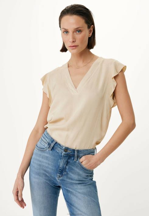 γυναίκες Mexx Μπλούζα με λαιμόκοψη μανίκια πεταλούδα ελαφριά άμμο μπεζ BR0F57