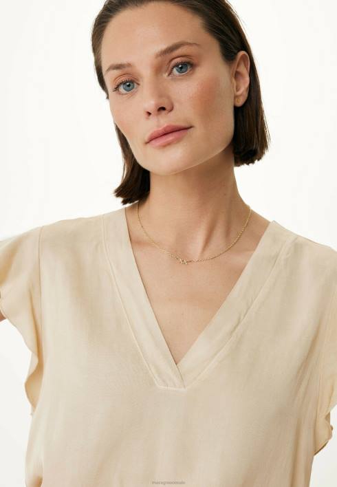 γυναίκες Mexx Μπλούζα με λαιμόκοψη μανίκια πεταλούδα ελαφριά άμμο μπεζ BR0F57