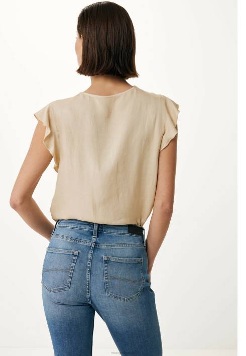 γυναίκες Mexx Μπλούζα με λαιμόκοψη μανίκια πεταλούδα ελαφριά άμμο μπεζ BR0F57