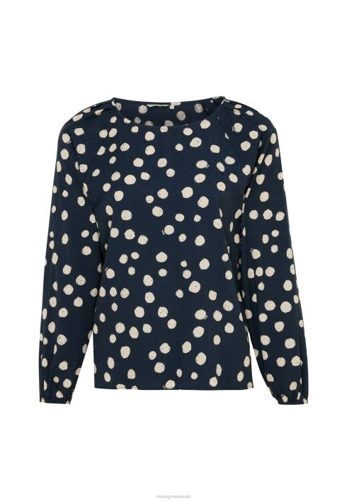 γυναίκες Mexx μπλούζα με στρογγυλή πλισέ λαιμόκοψη ναυτικό μπλε BR0F62