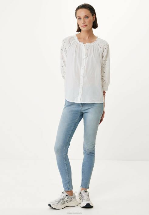 γυναίκες Mexx μανίκια κέντημα μπλούζας άσπρο BR0F67