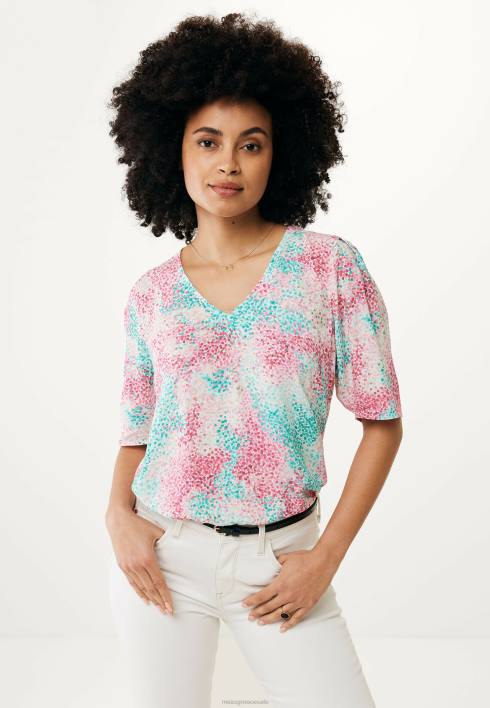 γυναίκες Mexx κοντομάνικη μπλούζα aqua green ροζ BR0F26