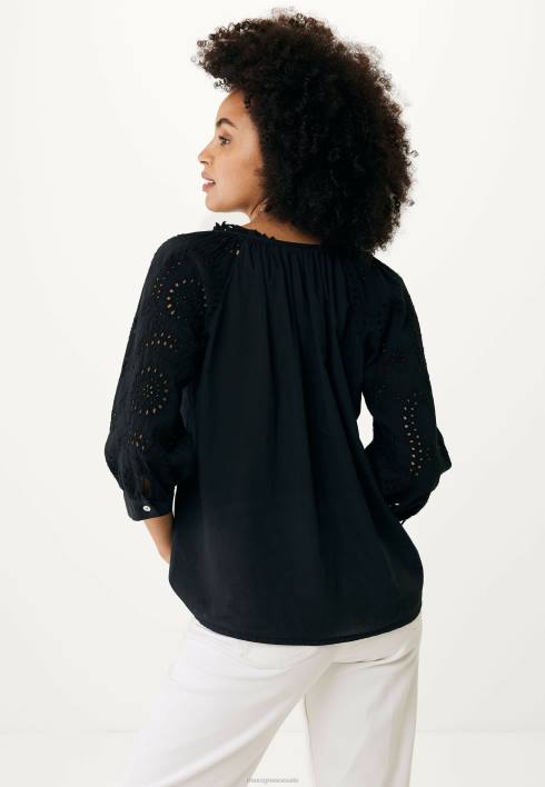 γυναίκες Mexx μπλούζα μανίκια κεντητό μαύρο schwarz BR0F85