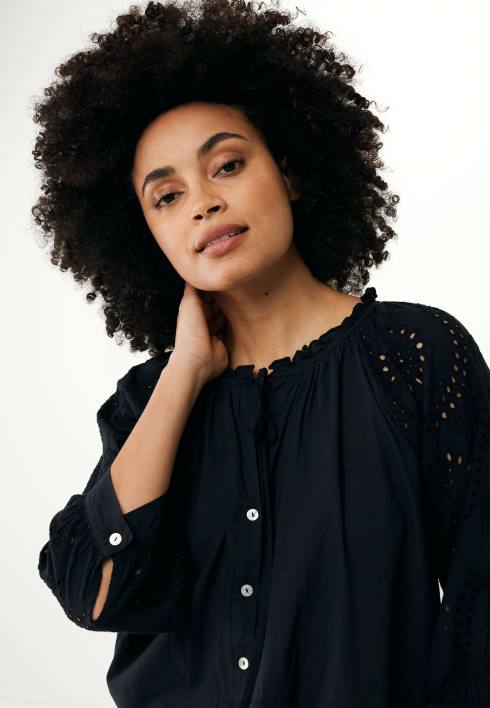 γυναίκες Mexx μπλούζα μανίκια κεντητό μαύρο schwarz BR0F85