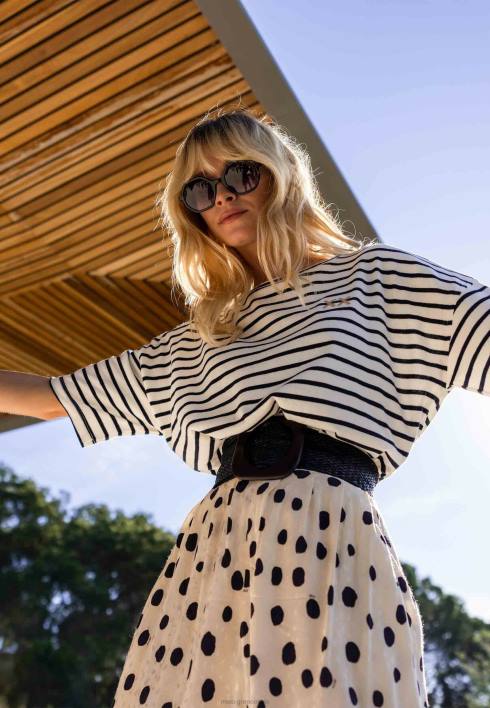 γυναίκες Mexx ριγέ κοντομάνικο μπλουζάκι μπεζ BR0F19