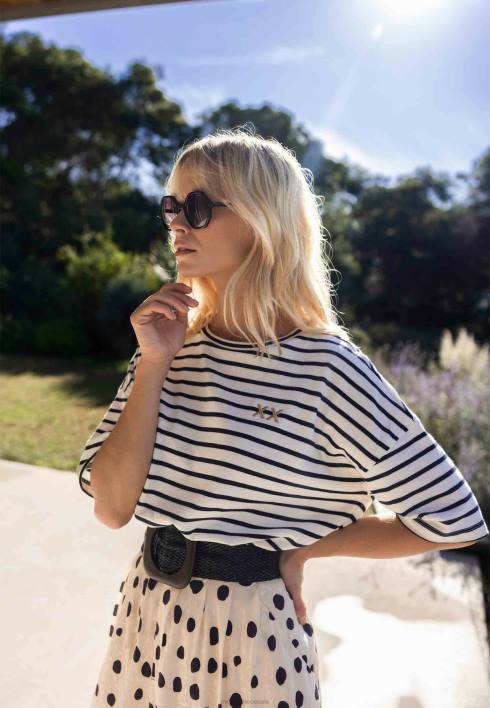 γυναίκες Mexx ριγέ κοντομάνικο μπλουζάκι μπεζ BR0F19