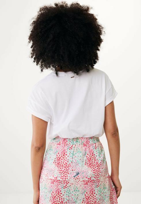 γυναίκες Mexx υπερμεγέθη κοντομάνικο μπλουζάκι σε λευκό μπεζ BR0F25