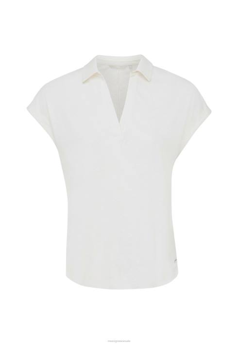 γυναίκες Mexx κοντομάνικο μπλουζάκι πόλο σε λευκό μπεζ BR0F3