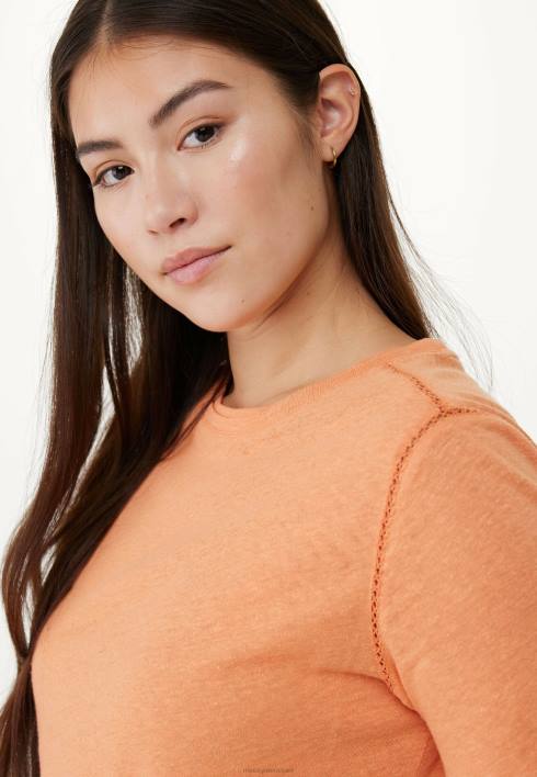 γυναίκες Mexx κοντομάνικο μπλουζάκι με στρογγυλή λαιμόκοψη πορτοκάλι BR0F81