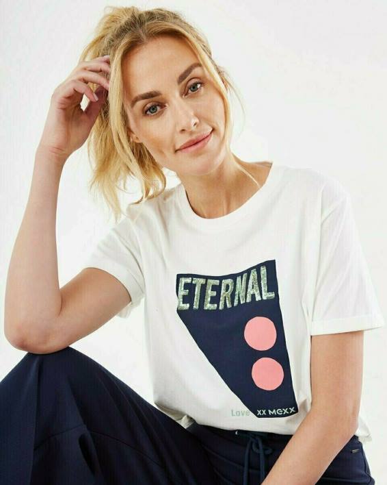 γυναίκες Mexx T-shirt με λαιμόκοψη σε λευκό άσπρο BR0F173