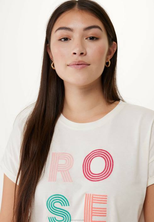 γυναίκες Mexx κοντομάνικο t-shirt έργο τέχνης σε λευκό μπεζ BR0F28