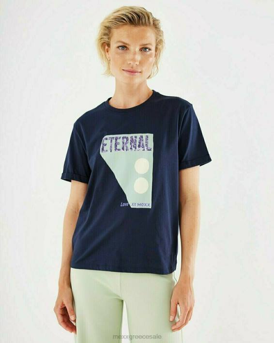 γυναίκες Mexx t-shirt με λαιμόκοψη ναυτικό μπλε BR0F408