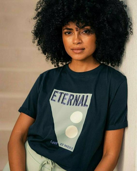 γυναίκες Mexx t-shirt με λαιμόκοψη ναυτικό μπλε BR0F408