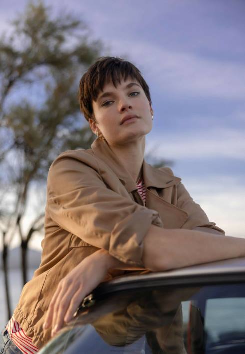 γυναίκες Mexx κοντή καμπαρντίνα υπερμεγέθης σκούρα άμμος καφέ BR0F40