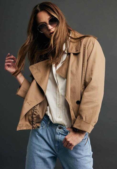 γυναίκες Mexx κοντή καμπαρντίνα υπερμεγέθης σκούρα άμμος καφέ BR0F40