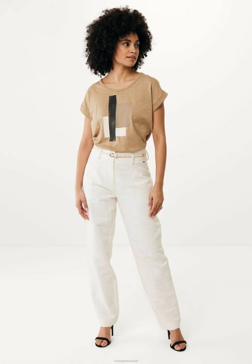 γυναίκες Mexx ίσιο πόδι ψηλόμεσο πανταλόν κρεμ λευκό μπεζ BR0F45