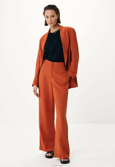 γυναίκες Mexx λινό παντελόνι τούβλο πορτοκάλι BR0F88