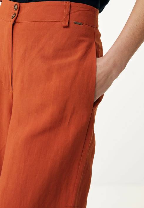 γυναίκες Mexx λινό παντελόνι τούβλο πορτοκάλι BR0F88