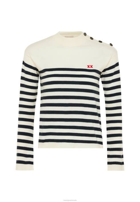 γυναίκες Mexx πλεκτό ριγέ πουλόβερ μανίκι καμπάνα σε λευκό μπεζ BR0F112