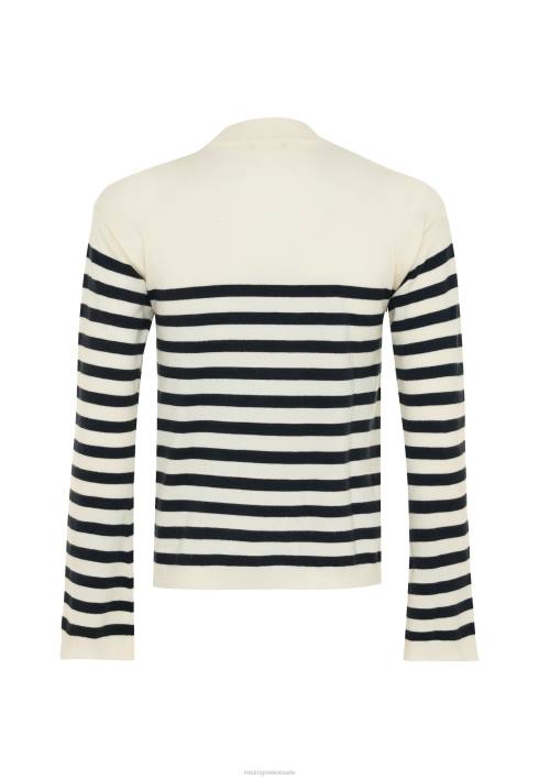 γυναίκες Mexx πλεκτό ριγέ πουλόβερ μανίκι καμπάνα σε λευκό μπεζ BR0F112