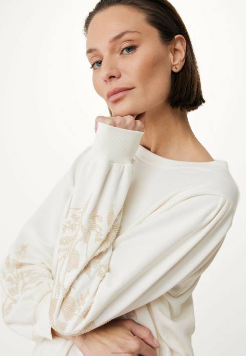 γυναίκες Mexx μανίκια πουλόβερ με λαιμόκοψη άσπρο BR0F56