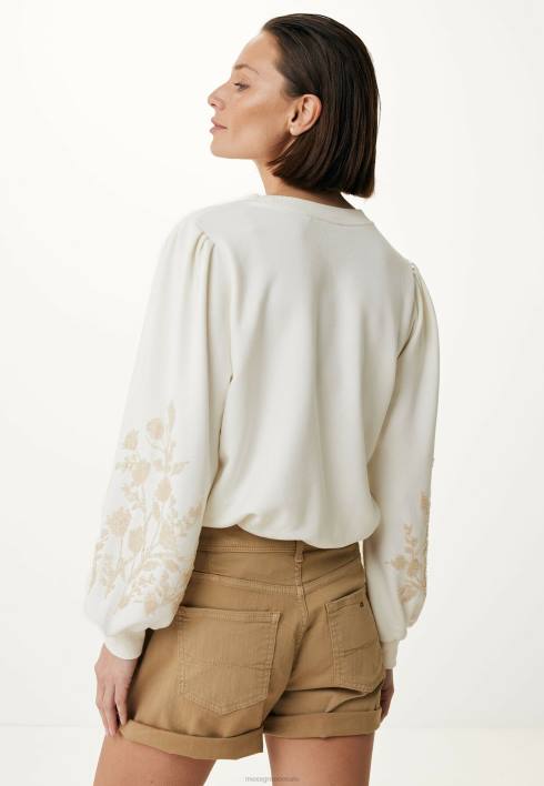 γυναίκες Mexx μανίκια πουλόβερ με λαιμόκοψη άσπρο BR0F56