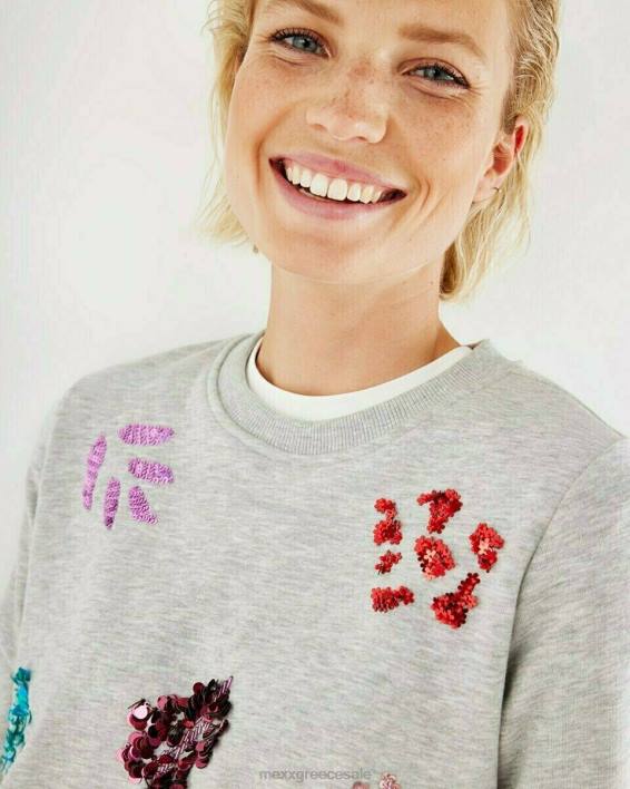 γυναίκες Mexx πούλιες crewneck πουλόβερ γκρι σώμα σώμα με σώμα γκρί BR0F412