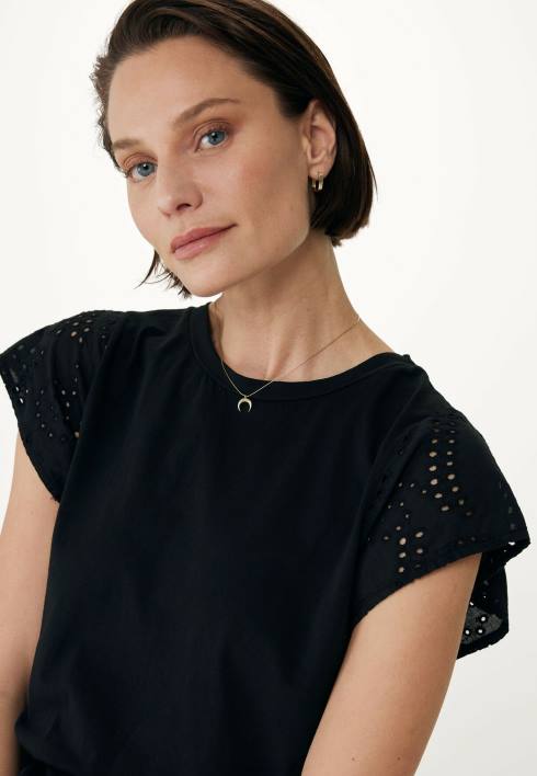 γυναίκες Mexx επάνω μανίκια κεντητό μαύρο μπεζ BR0F15