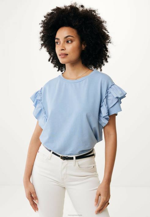 γυναίκες Mexx επάνω βολάν μανίκια μωρό μπλε BR0F43