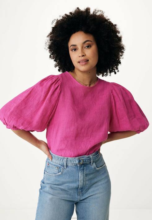 γυναίκες Mexx λινό επάνω μανίκια μπαλόνι ζεστό ροζ BR0F51