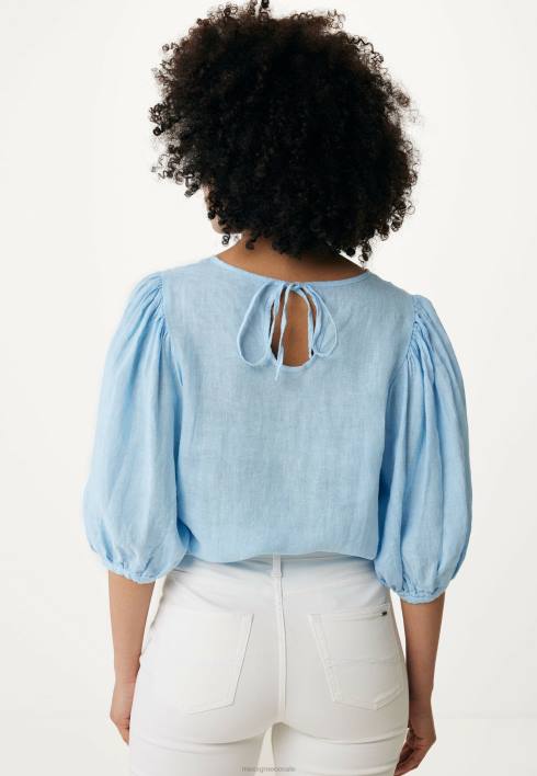 γυναίκες Mexx λινό επάνω μανίκια μπαλόνι ελαφρύ μπλε BR0F52