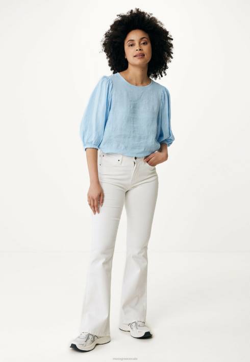 γυναίκες Mexx λινό επάνω μανίκια μπαλόνι ελαφρύ μπλε BR0F52