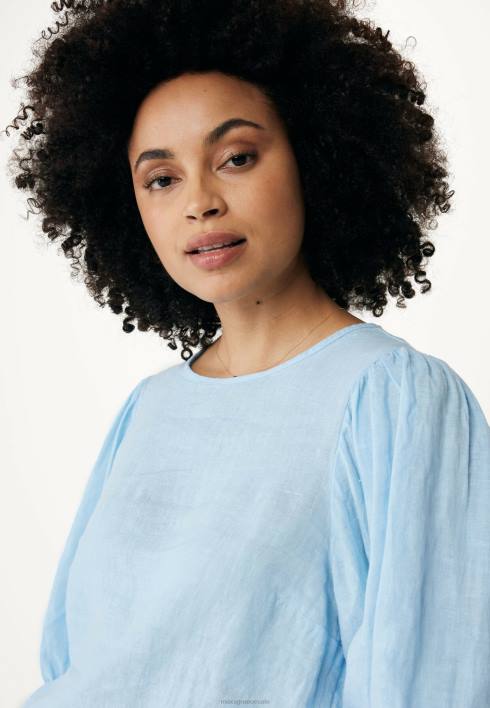 γυναίκες Mexx λινό επάνω μανίκια μπαλόνι ελαφρύ μπλε BR0F52